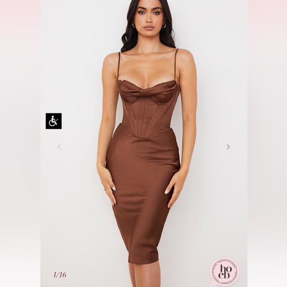 House of cb Brown midi Dress - Picture 1 of 9